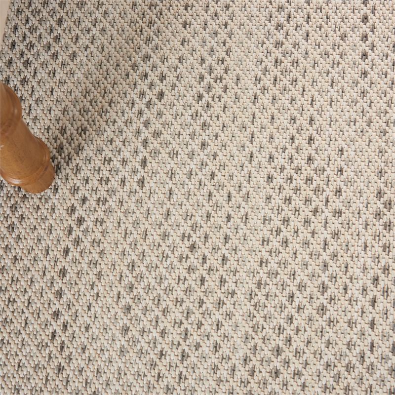 Pemberly Row Contemporary 12' x 15' Ivory Silver Fabric Area Rug