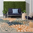 Pemberly Row Contemporary 9' x 12' Blue Green Tropical Area Rug