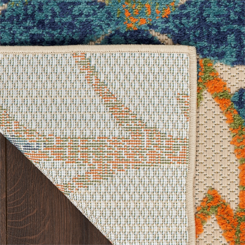 Pemberly Row Contemporary 9' x 12' Blue Green Tropical Area Rug