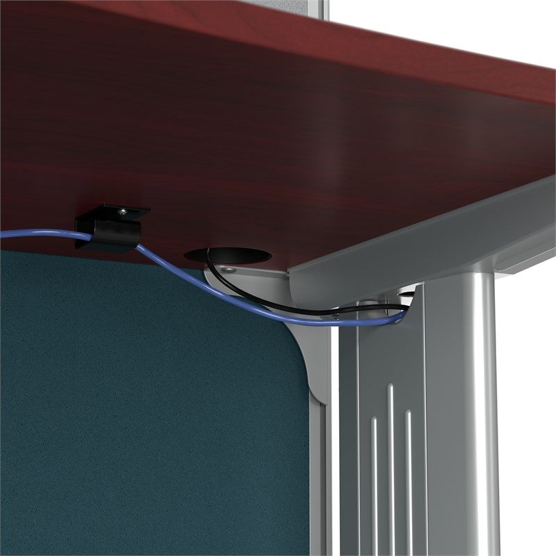 Pemberly Row 65W L-Shaped Cubicle Desk in Hansen Cherry - Engineered Wood