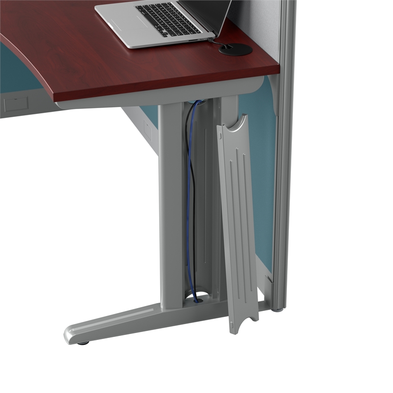 Pemberly Row L- Shaped Cubicle Desk Set in Hansen Cherry - Engineered Wood