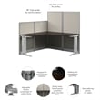 Pemberly Row 65W L-Shaped Cubicle Desk in Mocha Cherry - Engineered Wood