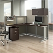 Pemberly Row L-Shaped Cubicle Desk Set in Mocha Cherry - Engineered Wood