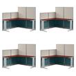 Pemberly Row Set of 4 Engineered Wood 65W L Shaped Cubicle Desk in Hansen Cherry