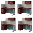 Pemberly Row Set of 4 Engineered Wood Cubicle Desk with Storage in Hansen Cherry