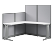Pemberly Row Set of 4 Engineered Wood 65W L Shaped Cubicle Desk in Pure White