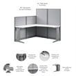 Pemberly Row Set of 4 Engineered Wood 65W L Shaped Cubicle Desk in Pure White