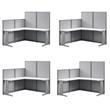 Pemberly Row Set of 4 Engineered Wood 65W L Shaped Cubicle Desk in Pure White