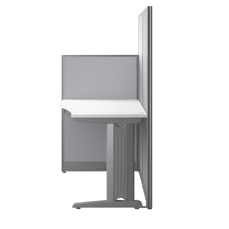 Pemberly Row Set of 4 Engineered Wood Straight Cubicle Desk in Pure White