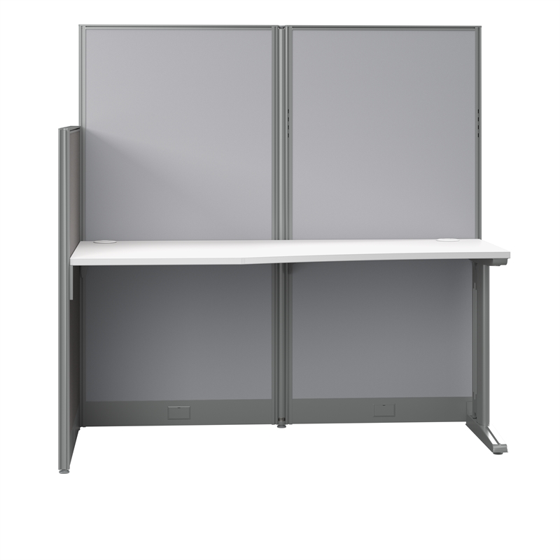 Pemberly Row Set of 4 Engineered Wood Straight Cubicle Desk in Pure White