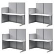 Pemberly Row Set of 4 Engineered Wood Straight Cubicle Desk in Pure White