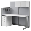 Pemberly Row Set of 4 Engineered Wood 65W Cubicle Desk with Storage - Pure White