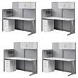 Pemberly Row Set of 4 Engineered Wood 65W Cubicle Desk with Storage - Pure White