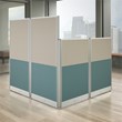 Pemberly Row Set of 3 Engineered Wood 65W L Shaped Cubicle Desk in Hansen Cherry