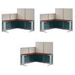 Pemberly Row Set of 3 Engineered Wood 65W L Shaped Cubicle Desk in Hansen Cherry