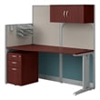 Pemberly Row Set of 3 Engineered Wood Cubicle Desk with Storage in Hansen Cherry