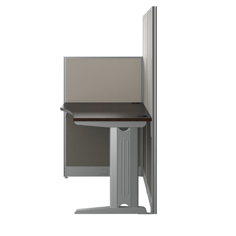 Pemberly Row Set of 3 Engineered Wood 65W Straight Cubicle Desk in Mocha Cherry