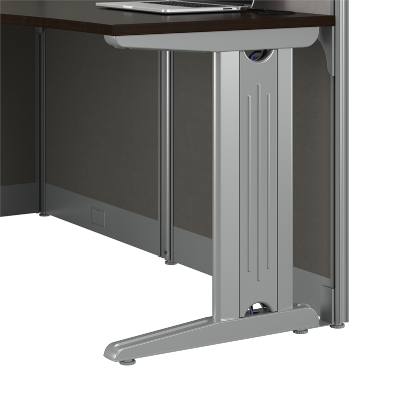 Pemberly Row Set of 3 Engineered Wood 65W Straight Cubicle Desk in Mocha Cherry