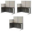 Pemberly Row Set of 3 Engineered Wood 65W Straight Cubicle Desk in Mocha Cherry
