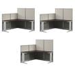 Pemberly Row Set of 3 Engineered Wood 65W L Shaped Cubicle Desk in Mocha Cherry