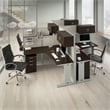 Pemberly Row Set of 3 Engineered Wood L Shaped Cubicle Desk Set in Mocha Cherry