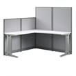 Pemberly Row Set of 3 Engineered Wood 65W L Shaped Cubicle Desk in Pure White