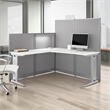 Pemberly Row Set of 3 Engineered Wood 65W L Shaped Cubicle Desk in Pure White