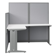 Pemberly Row Set of 3 Engineered Wood 65W L Shaped Cubicle Desk in Pure White