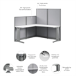 Pemberly Row Set of 3 Engineered Wood 65W L Shaped Cubicle Desk in Pure White