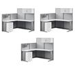 Pemberly Row Set of 3 Engineered Wood L Cubicle Desk with Storage in Pure White