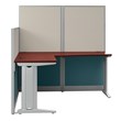 Pemberly Row Set of 2 Engineered Wood 65W L Shaped Cubicle Desk in Hansen Cherry