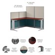 Pemberly Row Set of 2 Engineered Wood 65W L Shaped Cubicle Desk in Hansen Cherry