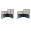 Pemberly Row Set of 2 Engineered Wood 65W L Shaped Cubicle Desk in Hansen Cherry
