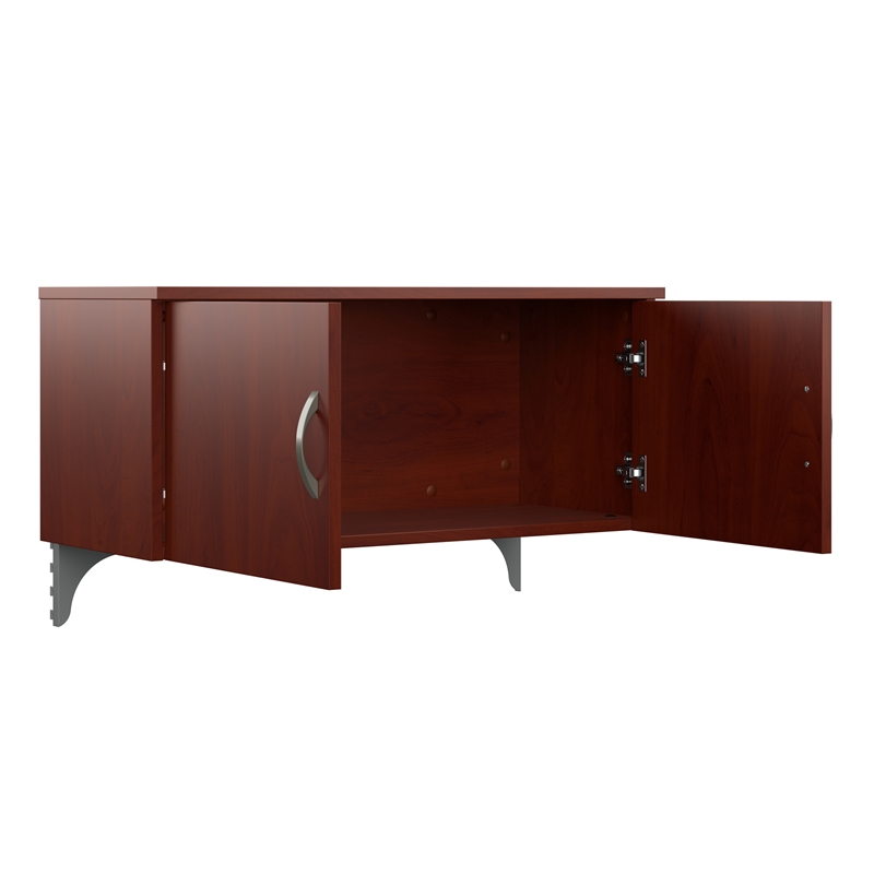 Pemberly Row Set of 2 Engineered Wood Cubicle Desk with Storage in Hansen Cherry