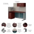Pemberly Row Set of 2 Engineered Wood Cubicle Desk with Storage in Hansen Cherry