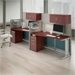 Pemberly Row Set of 2 Engineered Wood Cubicle Desk with Storage in Hansen Cherry
