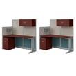 Pemberly Row Set of 2 Engineered Wood Cubicle Desk with Storage in Hansen Cherry