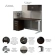 Pemberly Row Set of 2 Engineered Wood Cubicle Desk with Storage in Mocha Cherry