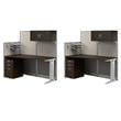 Pemberly Row Set of 2 Engineered Wood Cubicle Desk with Storage in Mocha Cherry