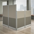 Pemberly Row Set of 2 Engineered Wood 65W L Shaped Cubicle Desk in Mocha Cherry