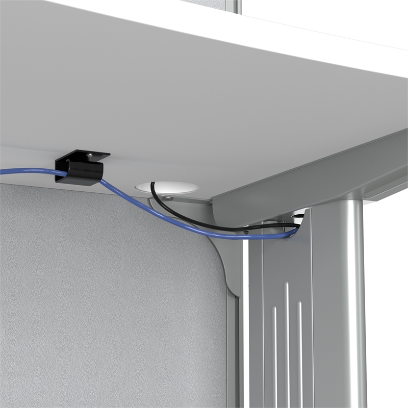 Pemberly Row Set of 2 Engineered Wood 65W L Shaped Cubicle Desk in Pure White