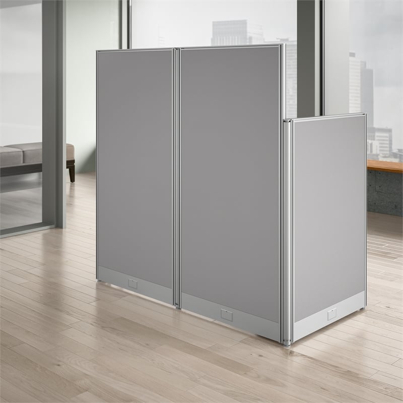 Pemberly Row Set of 2 Engineered Wood Straight Cubicle Desk in Pure White