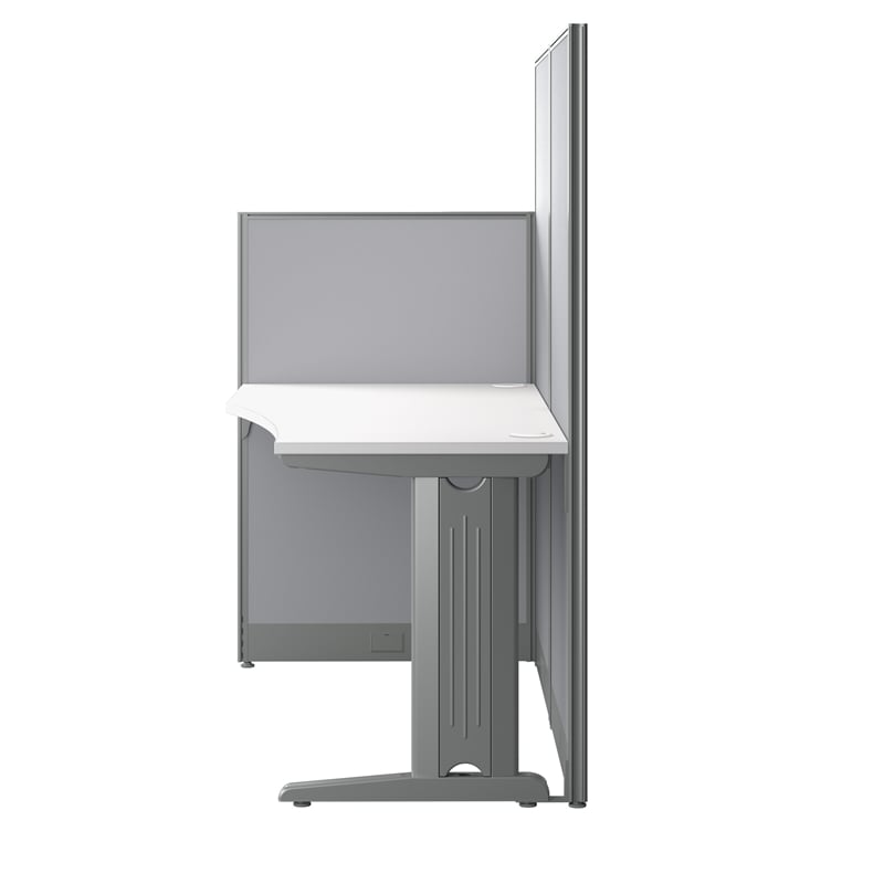 Pemberly Row Set of 2 Engineered Wood Straight Cubicle Desk in Pure White