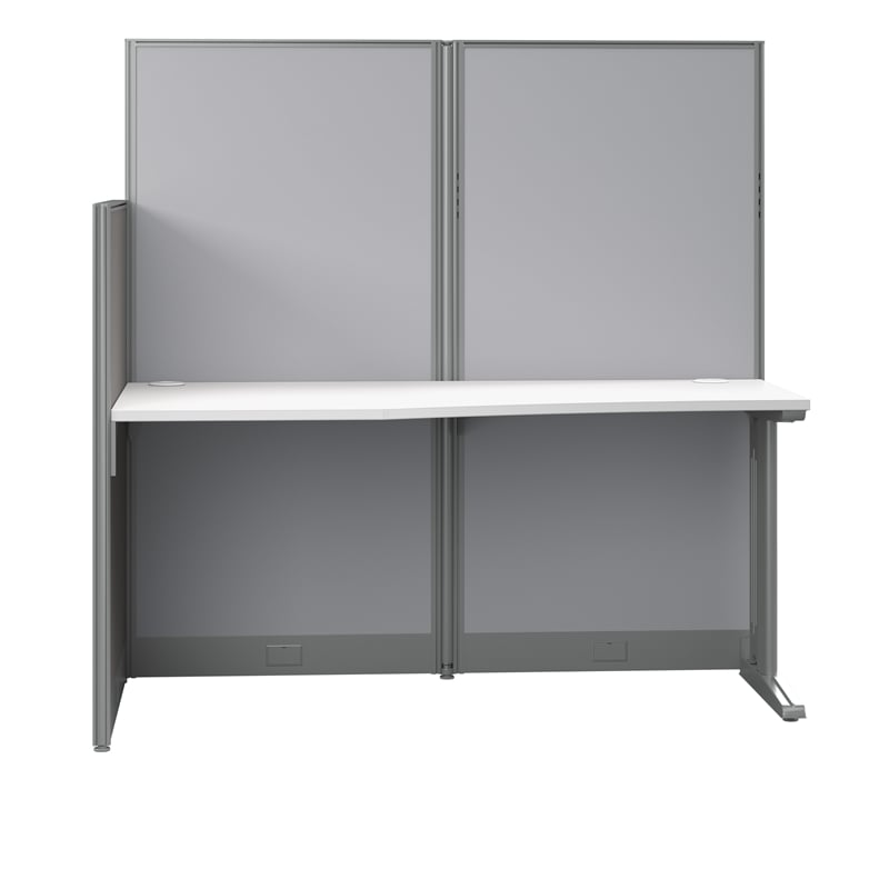 Pemberly Row Set of 2 Engineered Wood Straight Cubicle Desk in Pure White