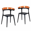 Pemberly Row Resin Patio Dining Chair in Black and Orange - (Set of 2)