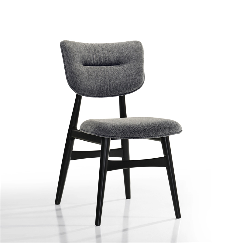 Pemberly Row Solid Wood Dining Chairs in Gray Fabric Upholstery (Set of 2)