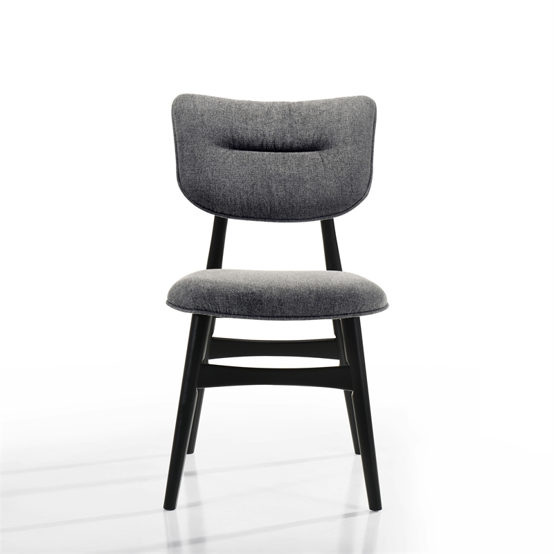 Pemberly Row Solid Wood Dining Chairs in Gray Fabric Upholstery (Set of 2)