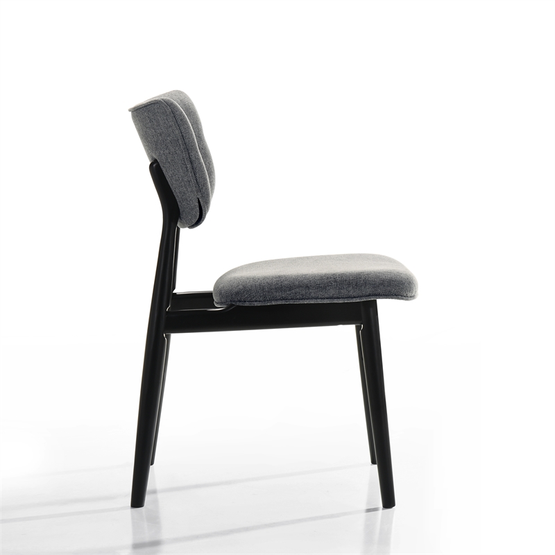 Pemberly Row Solid Wood Dining Chairs in Gray Fabric Upholstery (Set of 2)
