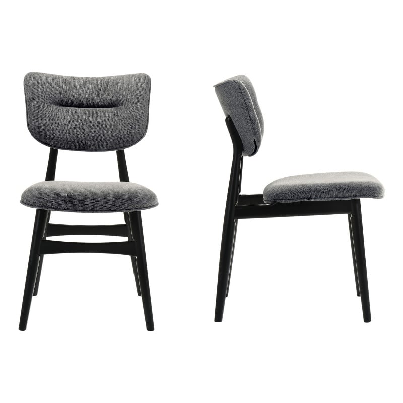 Pemberly Row Solid Wood Dining Chairs in Gray Fabric Upholstery (Set of 2)