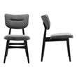 Pemberly Row Solid Wood Dining Chairs in Gray Fabric Upholstery (Set of 2)